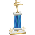 Premium Single Blue Carbon Fiber Fourth Place Karate Trophy