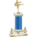Premium Single Blue Carbon Fiber Victory Karate Trophy