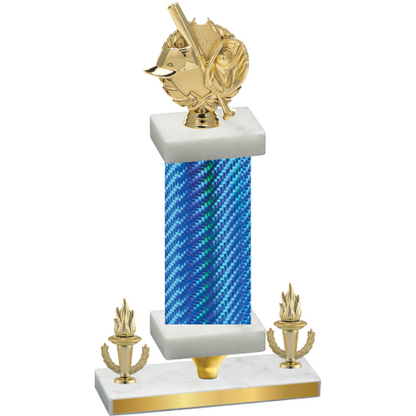 Premium Single Blue Carbon Fiber Victory Baseball Trophy