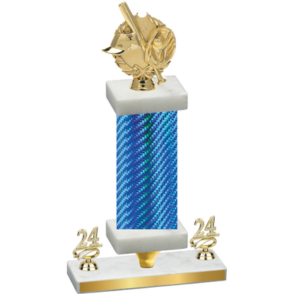 Premium Single Blue Carbon Fiber Year Baseball Trophy