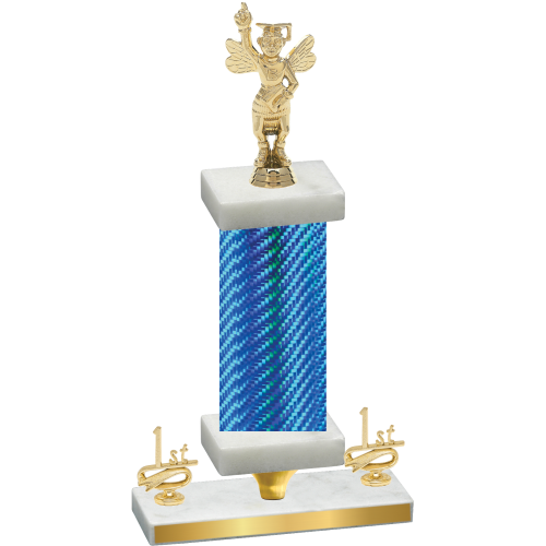 Premium Single Blue Carbon Fiber First Place Academics Trophy