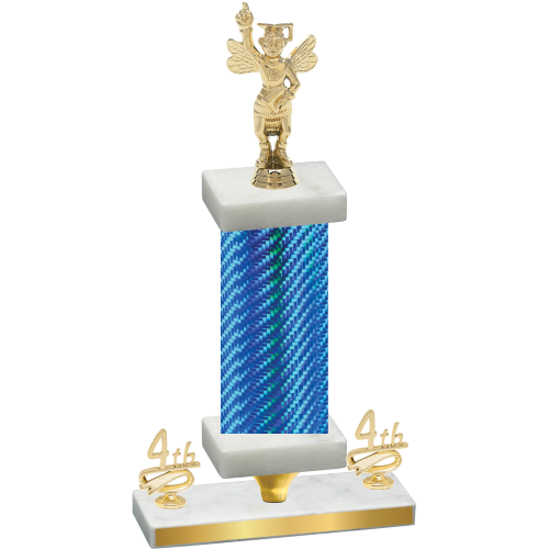 Premium Single Blue Carbon Fiber Fourth Place Academics Trophy