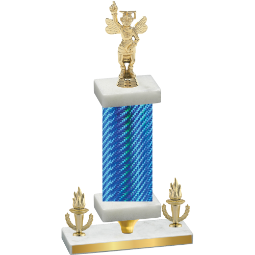 Premium Single Blue Carbon Fiber Victory Academics Trophy