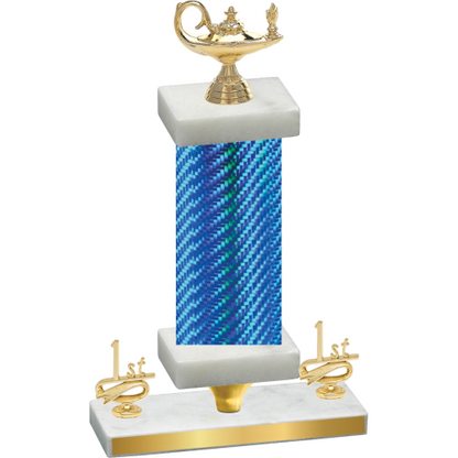 Premium Single Blue Carbon Fiber First Place Academics Trophy