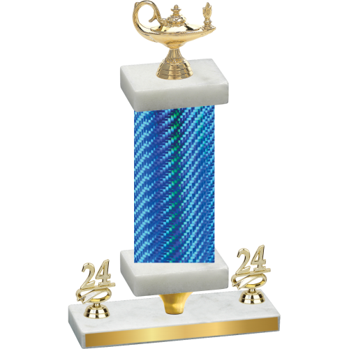 Premium Single Blue Carbon Fiber Year Academics Trophy