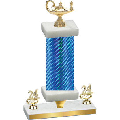 Premium Single Blue Carbon Fiber Year Academics Trophy