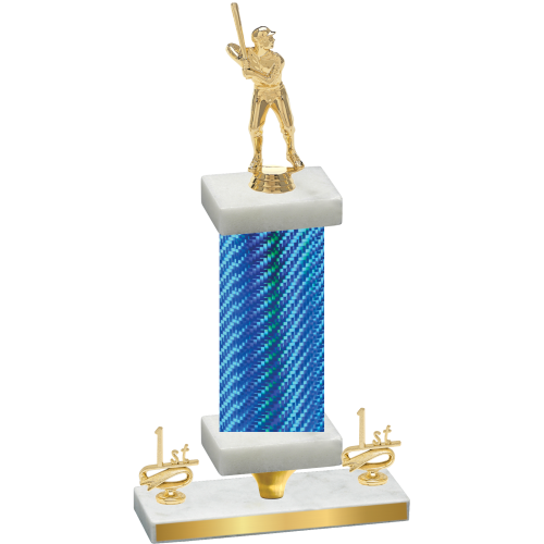 Premium Single Blue Carbon Fiber First Place Baseball Trophy