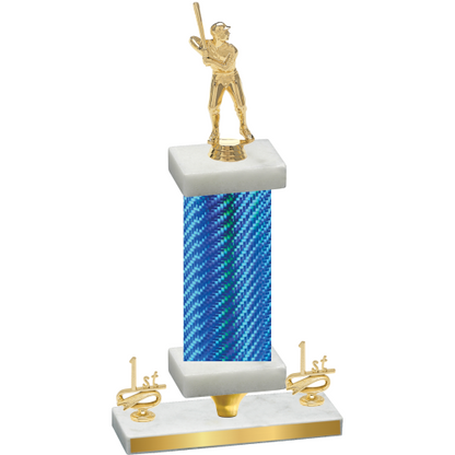 Premium Single Blue Carbon Fiber First Place Baseball Trophy