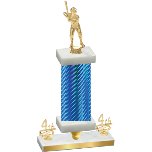 Premium Single Blue Carbon Fiber Fourth Place Baseball Trophy