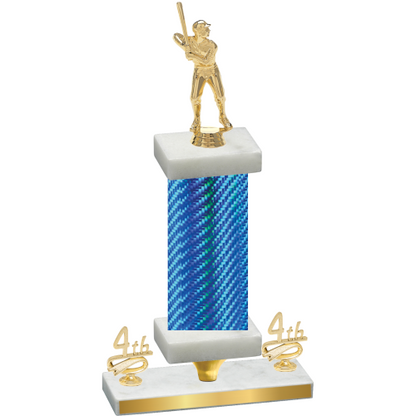 Premium Single Blue Carbon Fiber Fourth Place Baseball Trophy