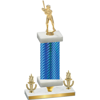 Premium Single Blue Carbon Fiber Victory Baseball Trophy