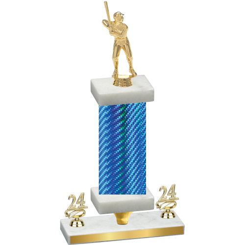 Premium Single Blue Carbon Fiber Year Baseball Trophy