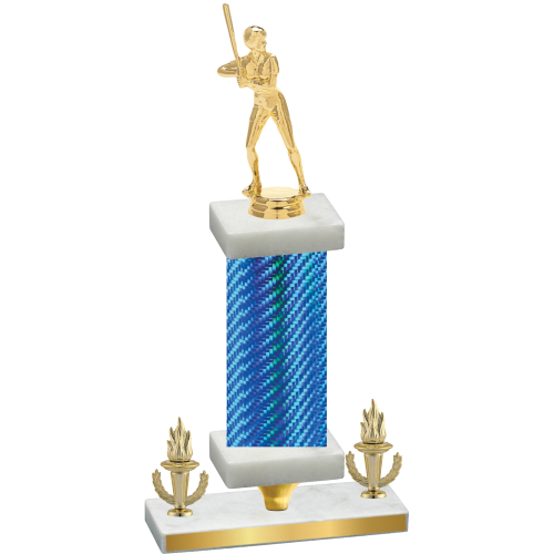 Premium Single Blue Carbon Fiber Victory Softball Trophy