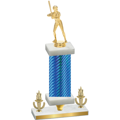 Premium Single Blue Carbon Fiber Victory Softball Trophy