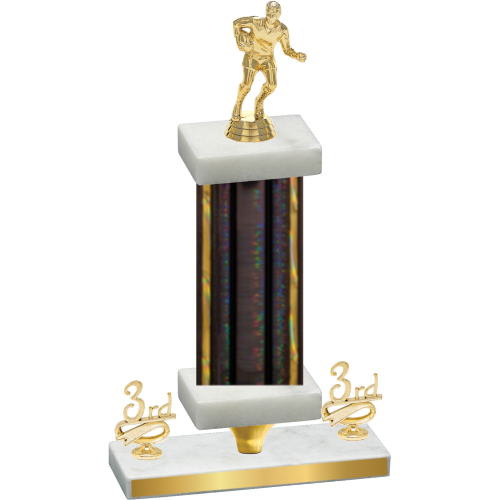Premium Single Black Glacier Third Place Rugby Trophy