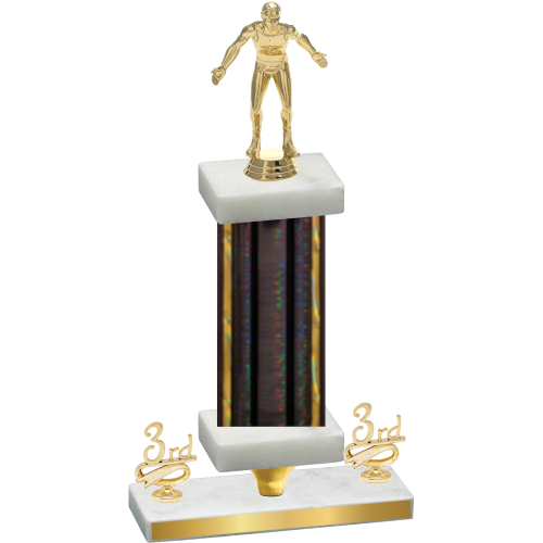 Premium Single Black Glacier Third Place Wrestling Trophy