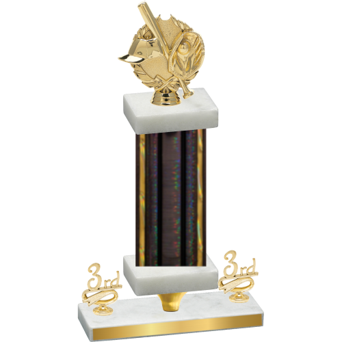 Premium Single Black Glacier Third Place Baseball Trophy