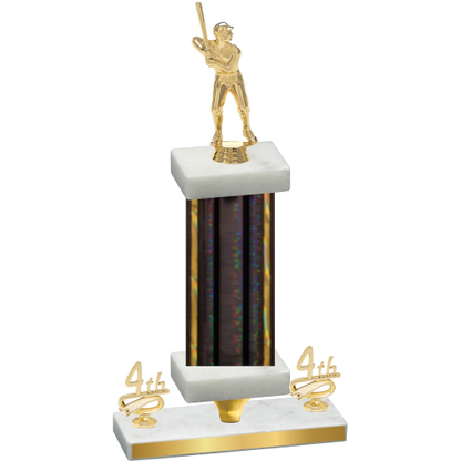 Premium Single Black Glacier Fourth Place Baseball Trophy