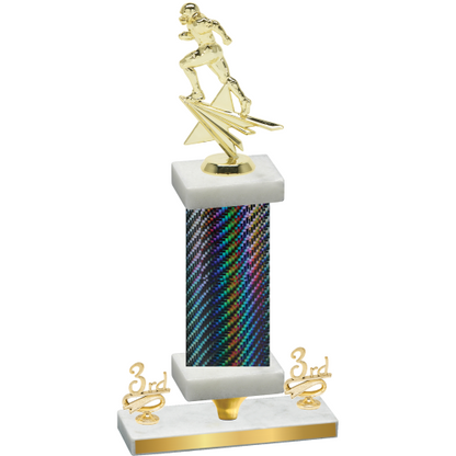 Premium Single Black Carbon Fiber Third Place Football Trophy
