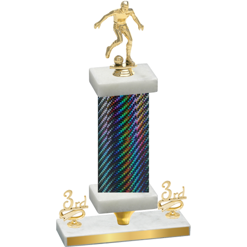 Premium Single Black Carbon Fiber Third Place Soccer Trophy