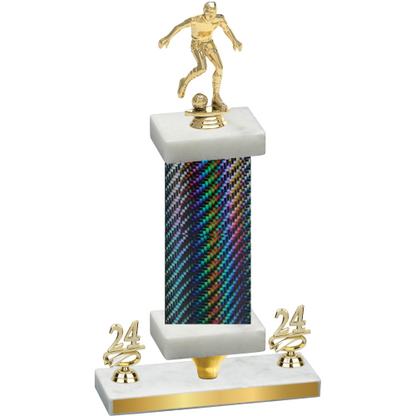 Premium Single Black Carbon Fiber Year Soccer Trophy