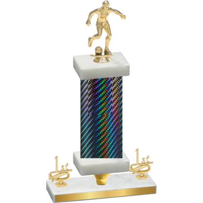 Premium Single Black Carbon Fiber First Place Soccer Trophy