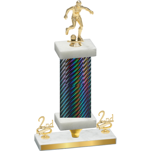 Premium Single Black Carbon Fiber Second Place Soccer Trophy