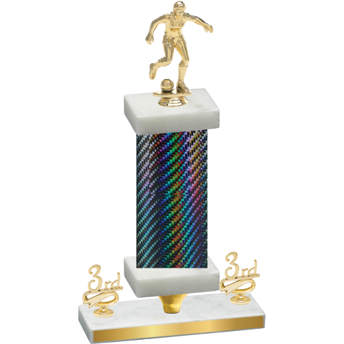 Premium Single Black Carbon Fiber Third Place Soccer Trophy