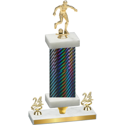 Premium Single Black Carbon Fiber Year Soccer Trophy