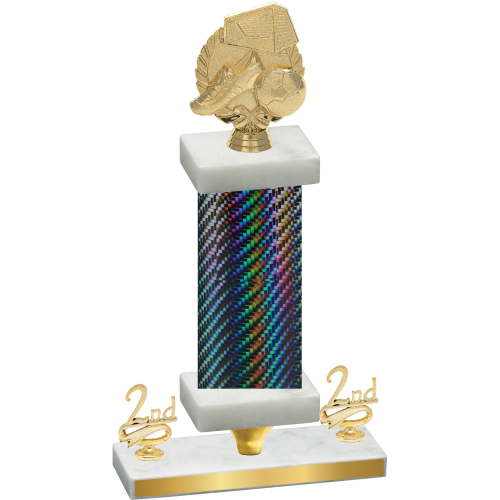 Premium Single Black Carbon Fiber Second Place Soccer Trophy