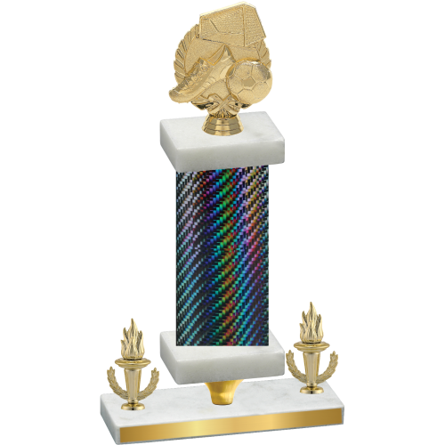Premium Single Black Carbon Fiber Victory Soccer Trophy