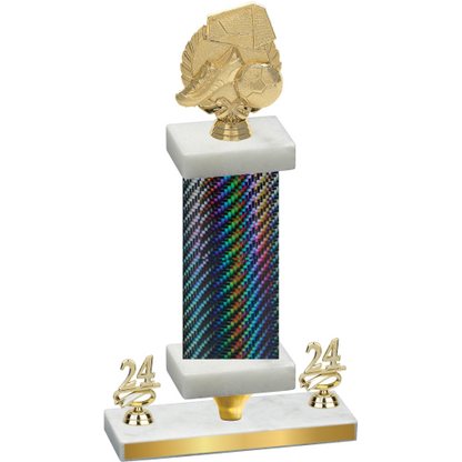 Premium Single Black Carbon Fiber Year Soccer Trophy