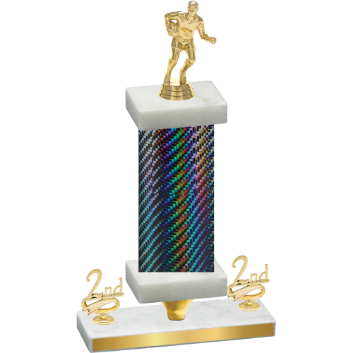 Premium Single Black Carbon Fiber Second Place Rugby Trophy