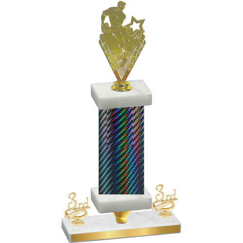 Premium Single Black Carbon Fiber Third Place Rugby Trophy