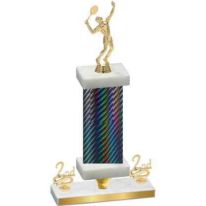 Premium Single Black Carbon Fiber Second Place Tennis Trophy