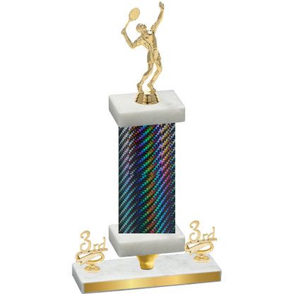 Premium Single Black Carbon Fiber Third Place Tennis Trophy