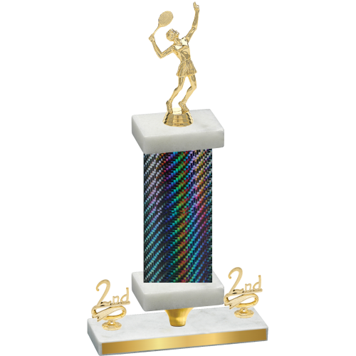 Premium Single Black Carbon Fiber Second Place Tennis Trophy