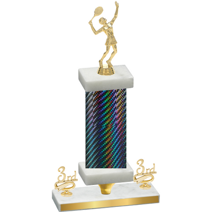 Premium Single Black Carbon Fiber Third Place Tennis Trophy