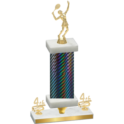 Premium Single Black Carbon Fiber Fourth Place Tennis Trophy