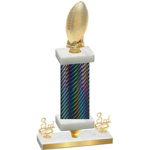 Premium Single Black Carbon Fiber Third Place Football Trophy