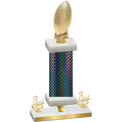 Premium Single Black Carbon Fiber Third Place Football Trophy