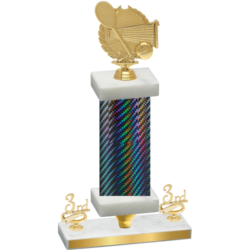 Premium Single Black Carbon Fiber Third Place Tennis Trophy