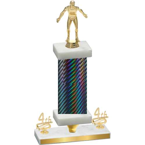 Premium Single Black Carbon Fiber Fourth Place Wrestling Trophy