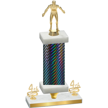 Premium Single Black Carbon Fiber Fourth Place Wrestling Trophy