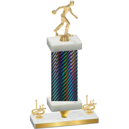Premium Single Black Carbon Fiber First Place Bowling Trophy