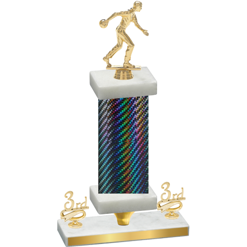 Premium Single Black Carbon Fiber Third Place Bowling Trophy