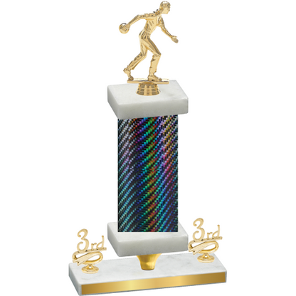 Premium Single Black Carbon Fiber Third Place Bowling Trophy