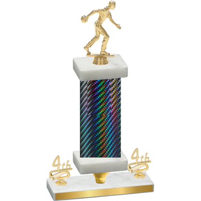 Premium Single Black Carbon Fiber Fourth Place Bowling Trophy