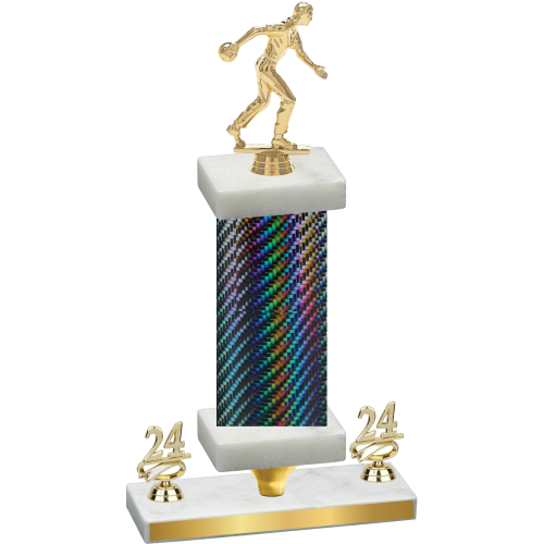 Premium Single Black Carbon Fiber Year Bowling Trophy