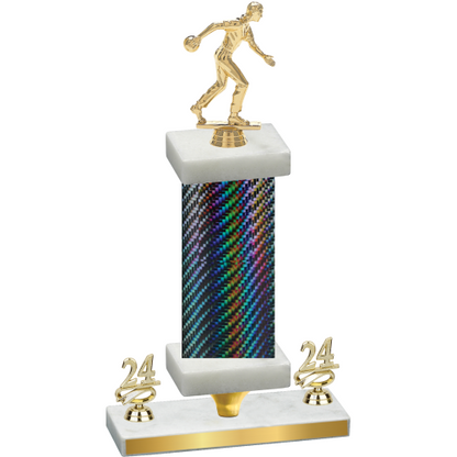 Premium Single Black Carbon Fiber Year Bowling Trophy
